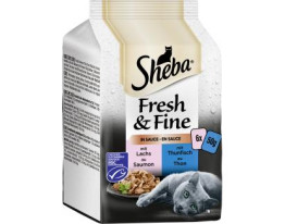 Sheba Fresh & Fine in Sauce mit Lachs und Thunfisch