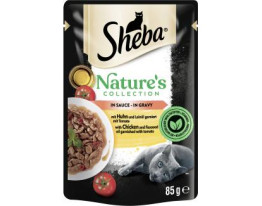 Sheba Nature's Collection in Sauce mit Huhn und Leinöl garniert mit Tomate
