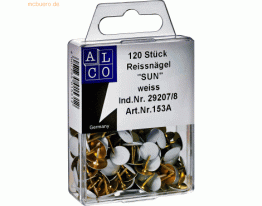 10 x Alco Reißnägel Sun 9,5mm kunststoffüberzogen VE=120 Stück weiß