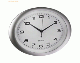 Alco Wanduhr oval Kunststoff 40x30cm silber/weiß