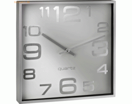 Alco Wanduhr quadartisch Kunststoff 28,3x28,3cm silber/weiß