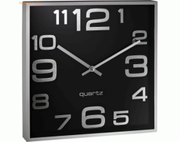 Alco Wanduhr quadartisch Kunststoff 28,3x28,3cm silber/schwarz
