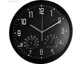 Alco Wanduhr rund Kunststoff 35cm schwarz