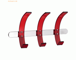 ALCO Wandgarderobe Leiste Metall Haken Acryl 37x9,5x20cm rot/silber