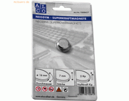 Alco Superkraftmagnet Neodym Neodym (Nd) 16mm TG 2000 g silber gebürst