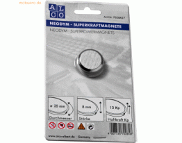 Alco Superkraftmagnet Neodym Neodym (Nd) 25mm TG 13000 g silber gebürs