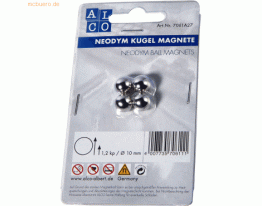 Alco Kugelmagnet Neodoym Neodym (Nd) 10mm TG 1200 g silber VE=4 Stück