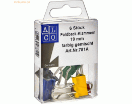 10 x Alco Foldbackklammer 19mm farbig sortiert VE=6 Stück