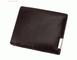 Alassio Geldbörse mit Metallemblem Querformat 10x8cm Leder schwarz